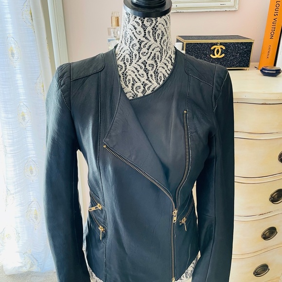 Maje Lamb Leather Moto Jacket - Picture 5 of 16